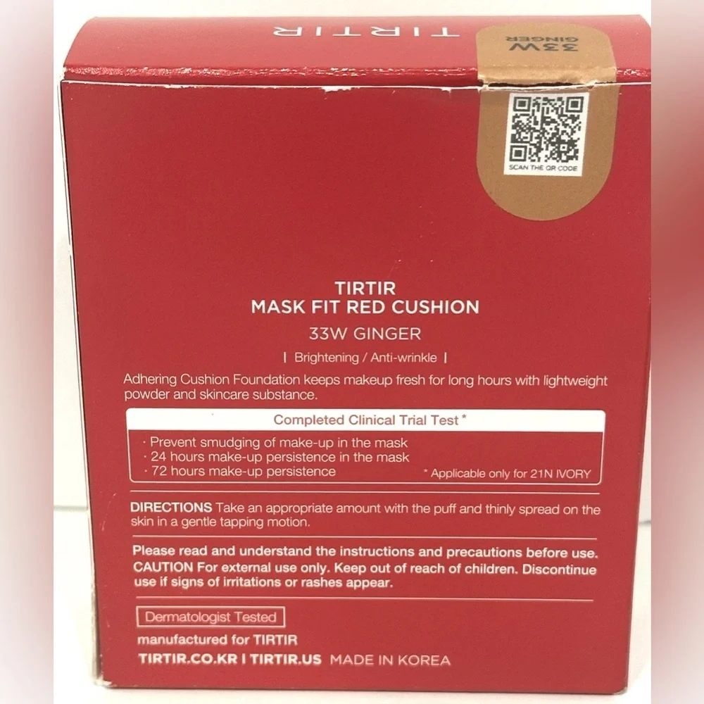 NEW, TIRTIR Mask Fit Red Cushion Foundation 0.63 fl oz 33W Ginger